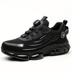 TitanStep black safety shoes with dial-fit system, wavy design pattern and reinforced sole for industrial protection
