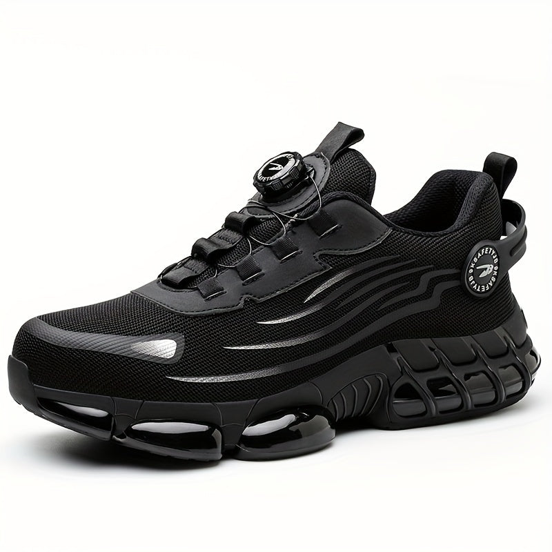 TitanStep black safety shoes with dial-fit system, wavy design pattern and reinforced sole for industrial protection