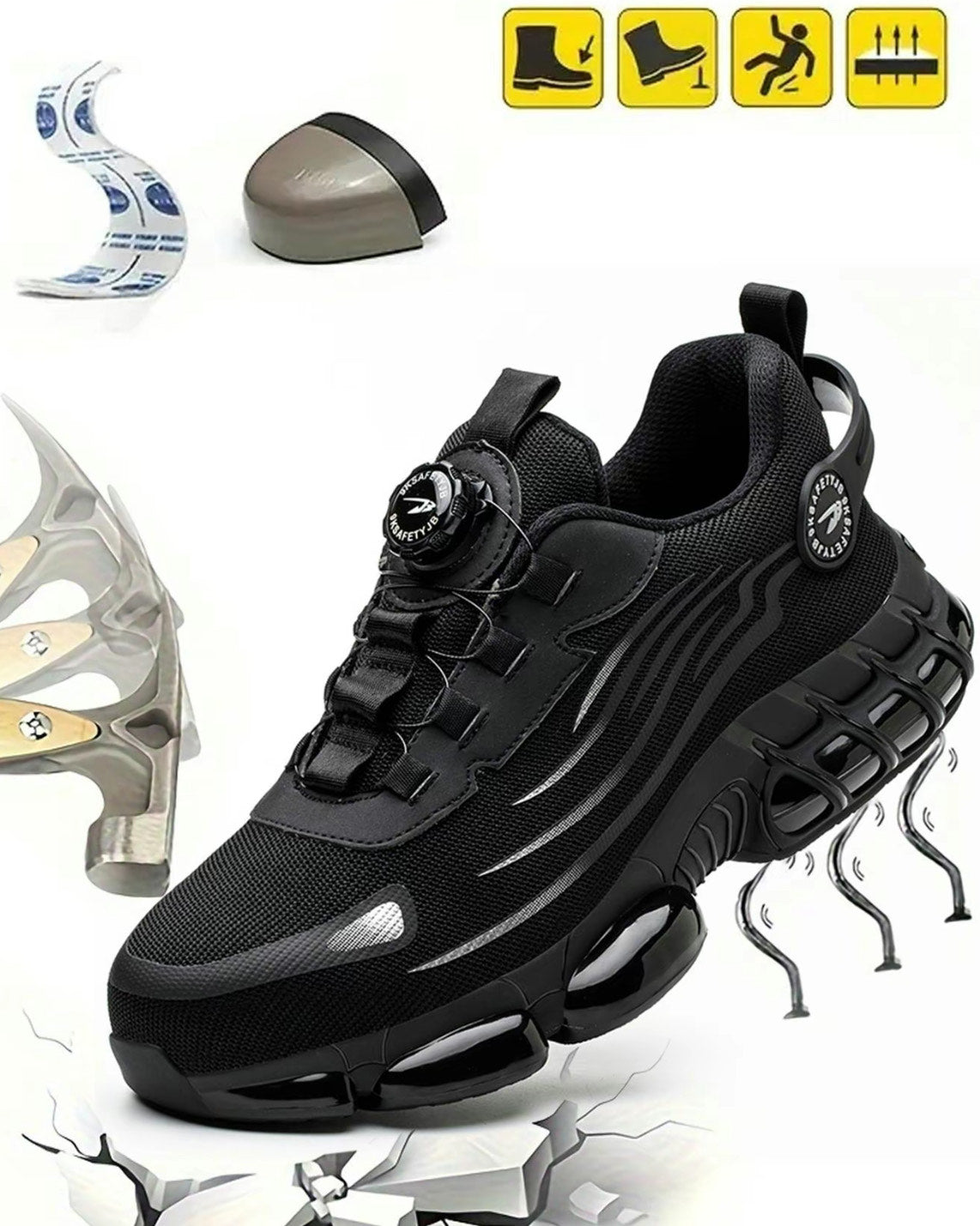 TitanStep safety shoes in black with dial-lock system, steel toe, and impact-resistant sole - modern work footwear design