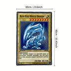 Ultimate Anime Gaming Rug featuring Blue-Eyes White Dragon card design with metallic frame and blue dragon artwork