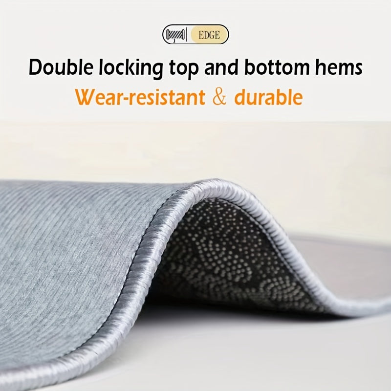 VoidVortex 3D Illusion Rug with double-locked hems and wear-resistant edges showcasing durable gray fabric construction