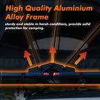 HighPeak Car Roof Tent close-up of durable aluminum alloy frame supporting rooftop tent structure at dusk