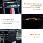 HighPeak Car Roof Tent features telescopic ladder, built-in LED light strip, and shoe pocket for easy storage and comfort.