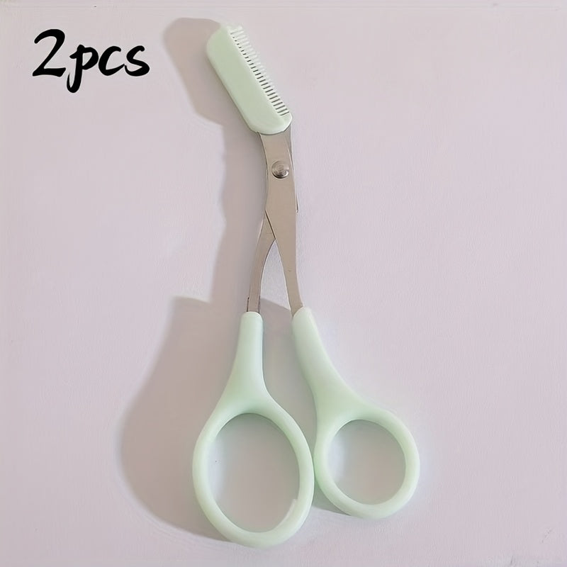 BrowCraft™ Eyebrow Trimming Scissors in mint green with built-in comb for precise, salon-quality brow shaping by HighPeak