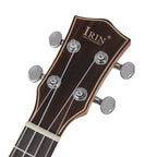Acoustic Four-String Ukulele front headstock close-up showing the IRIN logo and four tuning posts.