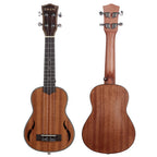 Acoustic Four-String Ukulele warm brown version shown from the front and back on a white background.