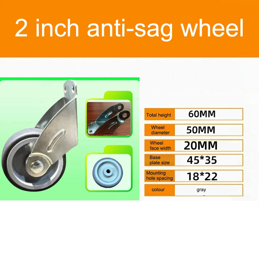 Adjustable Door Support Wheel Gray dimensions showing wheel width, base size, and mounting opening