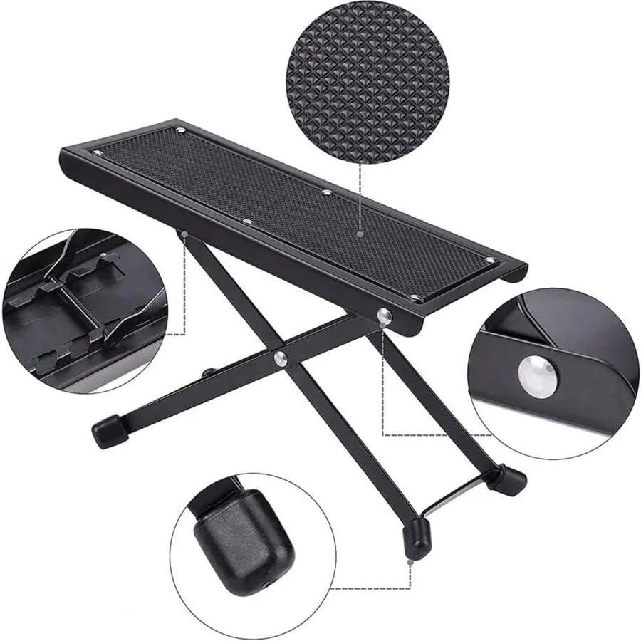 Adjustable Pedicure Foot Rest close-up showing the textured platform, folding joints, and rubber feet