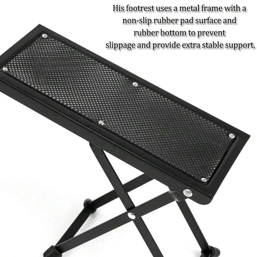 Adjustable Pedicure Foot Rest with labeled non-slip rubber platform and rubber-capped base features