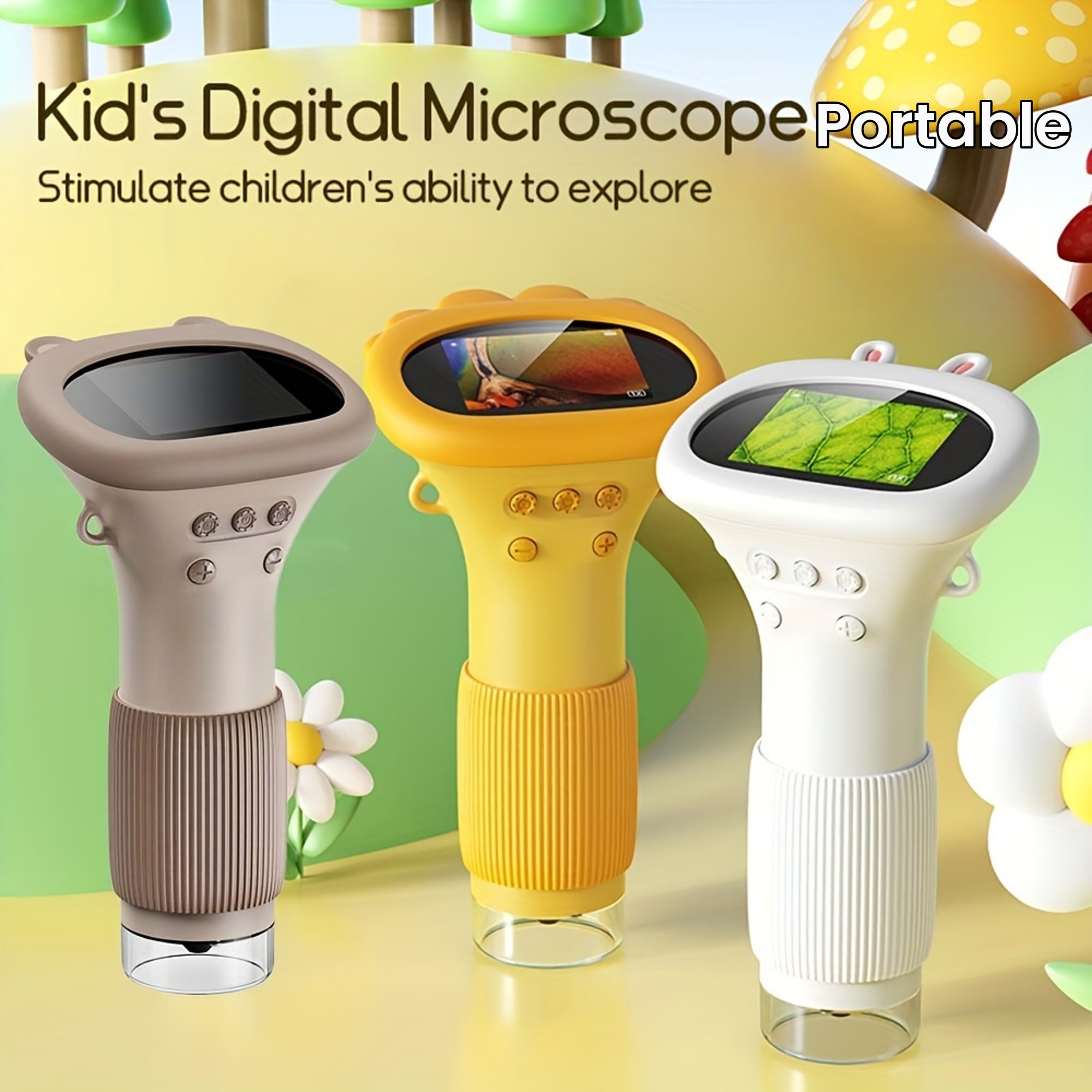 HighPeak Kids Digital Microscope – IPS Screen, 8 LED, Photo & Video