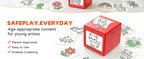 AI Voice Sticker Box with sample line-art stickers in an everyday creative-play infographic