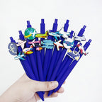 Airplane Ballpoint Pen Set fanned in a hand with assorted colorful aviation designs