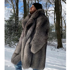 Alpine King Fur Coat dark grey men's faux-fur winter coat – image 1