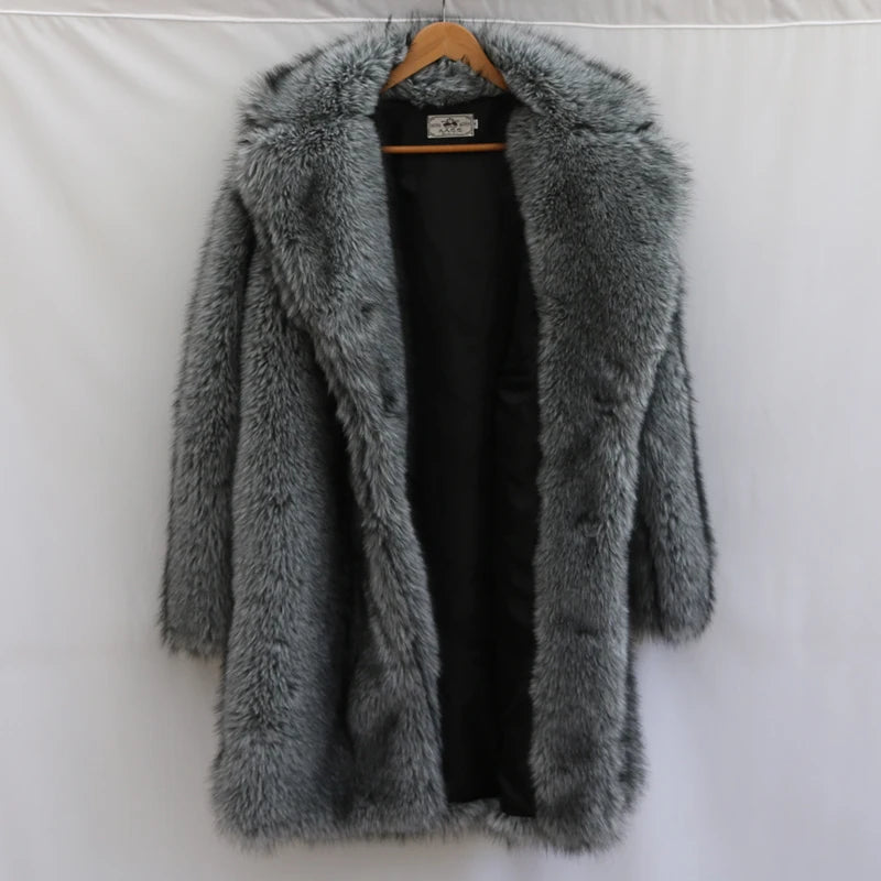 Alpine King Fur Coat dark grey men's faux-fur winter coat – image 4