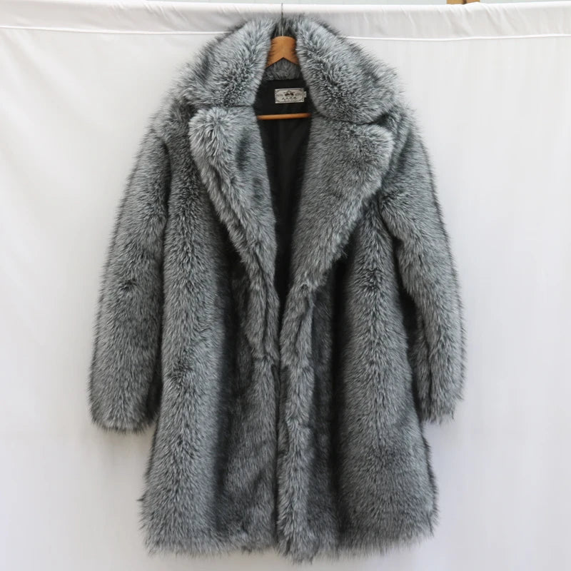 Alpine King Fur Coat dark grey men's faux-fur winter coat – image 5