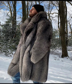 Alpine King Fur Coat dark grey men's faux-fur winter coat – image 8