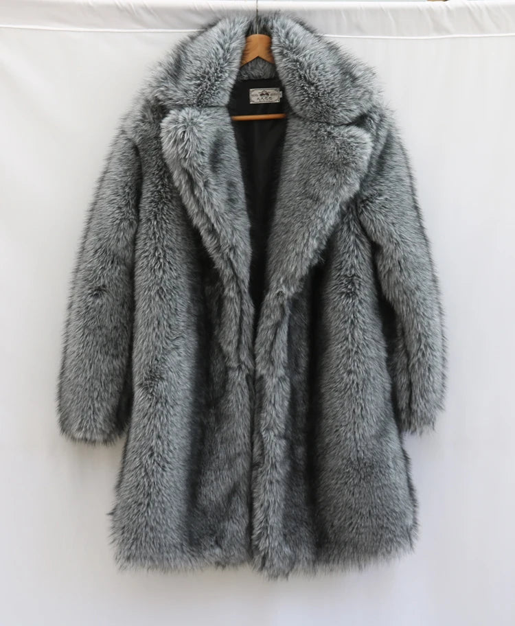 Alpine King Fur Coat dark grey men's faux-fur winter coat – image 9