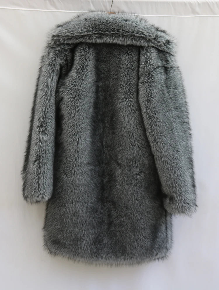 Alpine King Fur Coat dark grey men's faux-fur winter coat – image 10