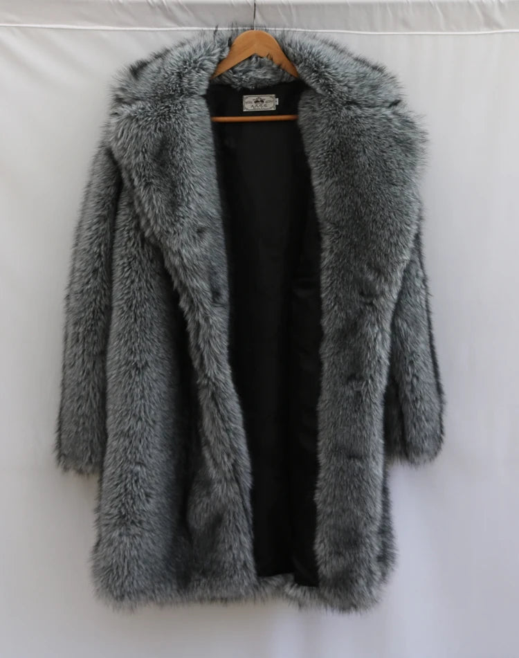 Alpine King Fur Coat dark grey men's faux-fur winter coat – image 11