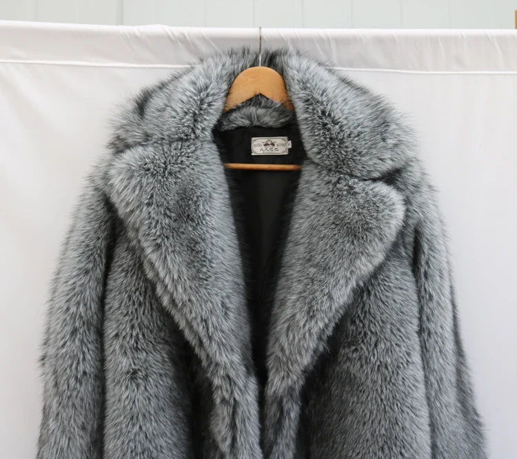 Alpine King Fur Coat dark grey men's faux-fur winter coat – image 13