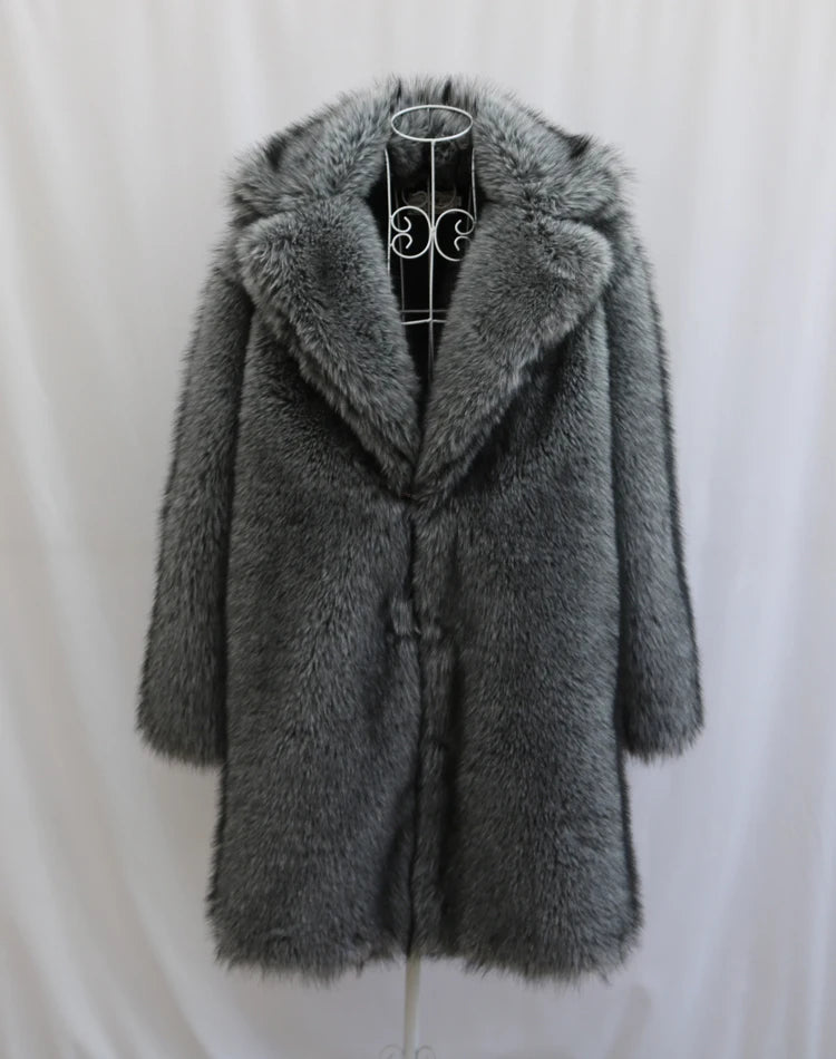 Alpine King Fur Coat dark grey men's faux-fur winter coat – image 14