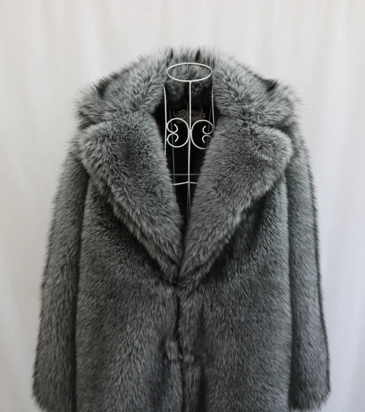 Alpine King Fur Coat dark grey men's faux-fur winter coat – image 15