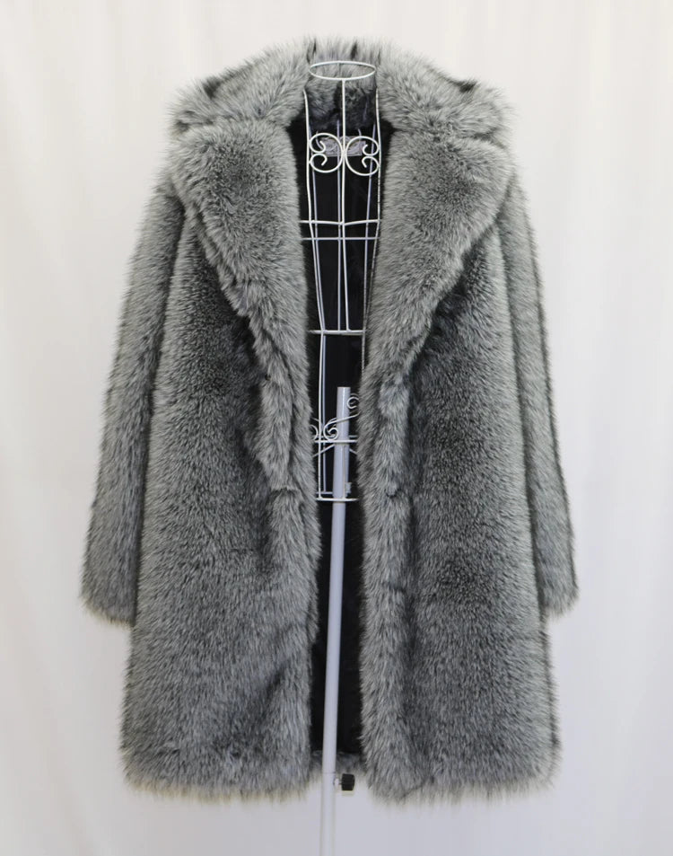 Alpine King Fur Coat dark grey men's faux-fur winter coat – image 16