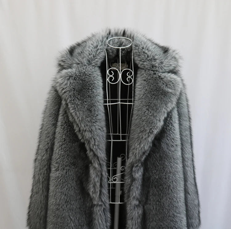 Alpine King Fur Coat dark grey men's faux-fur winter coat – image 17