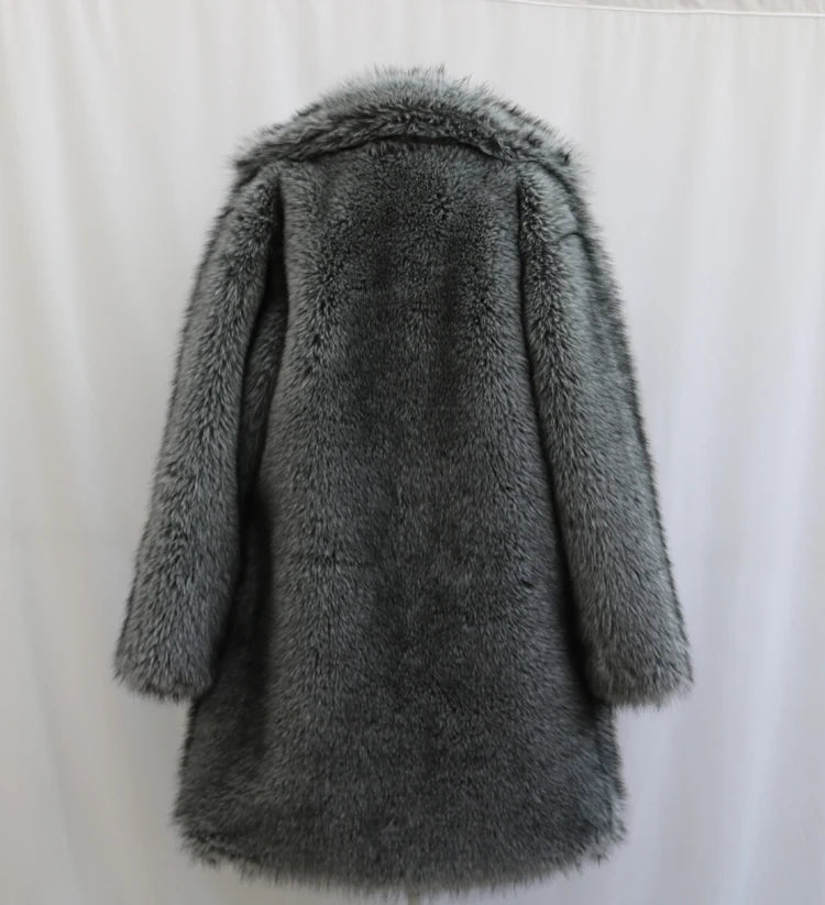 Alpine King Fur Coat dark grey men's faux-fur winter coat – image 18