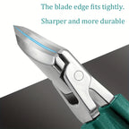Angled Toenail Clippers closed curved cutting head shown close up with a blue line tracing the blade edge.