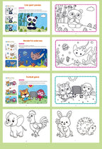 Animal Coloring Book Set panda, sea creatures and animal soccer scenes with extra animal outlines.