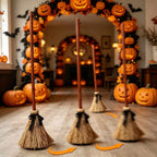 Classic Broom-1PC configuration shown in multiple moving positions across a decorated Halloween party room