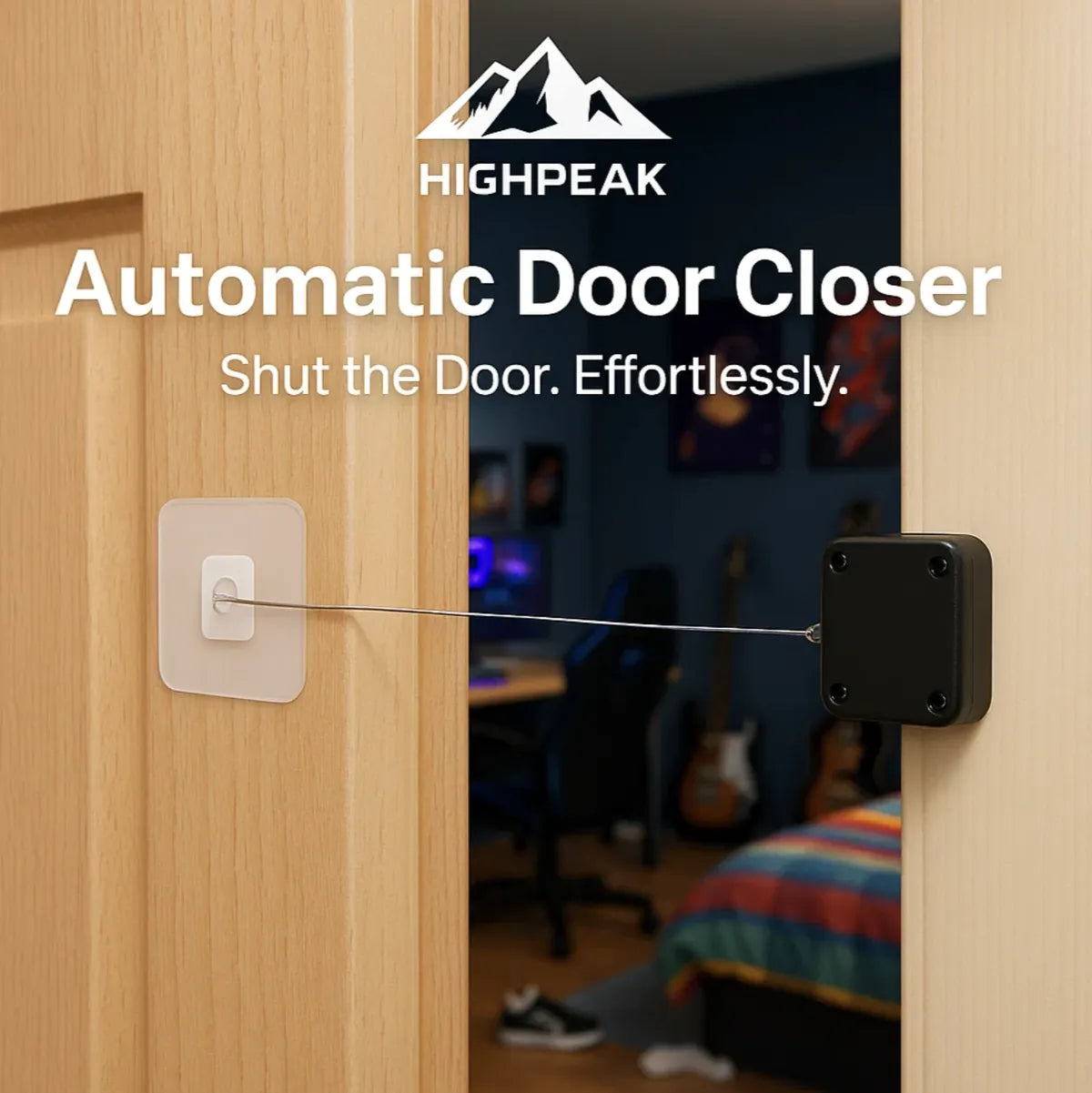 HighPeak Automatic Door Closer – Stick-On No-Drill Self Closing