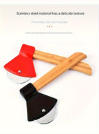 Axe Pizza Slice Cutter materials overview showing crossed red and black cutters.