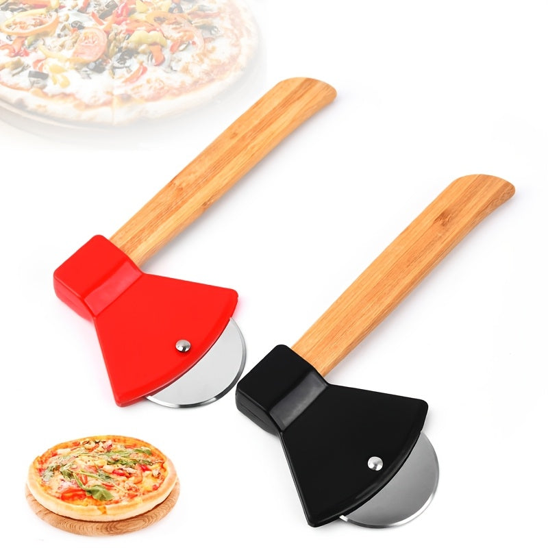 Axe Pizza Slice Cutter red and black cutters in a white-background layout with pizza photos.