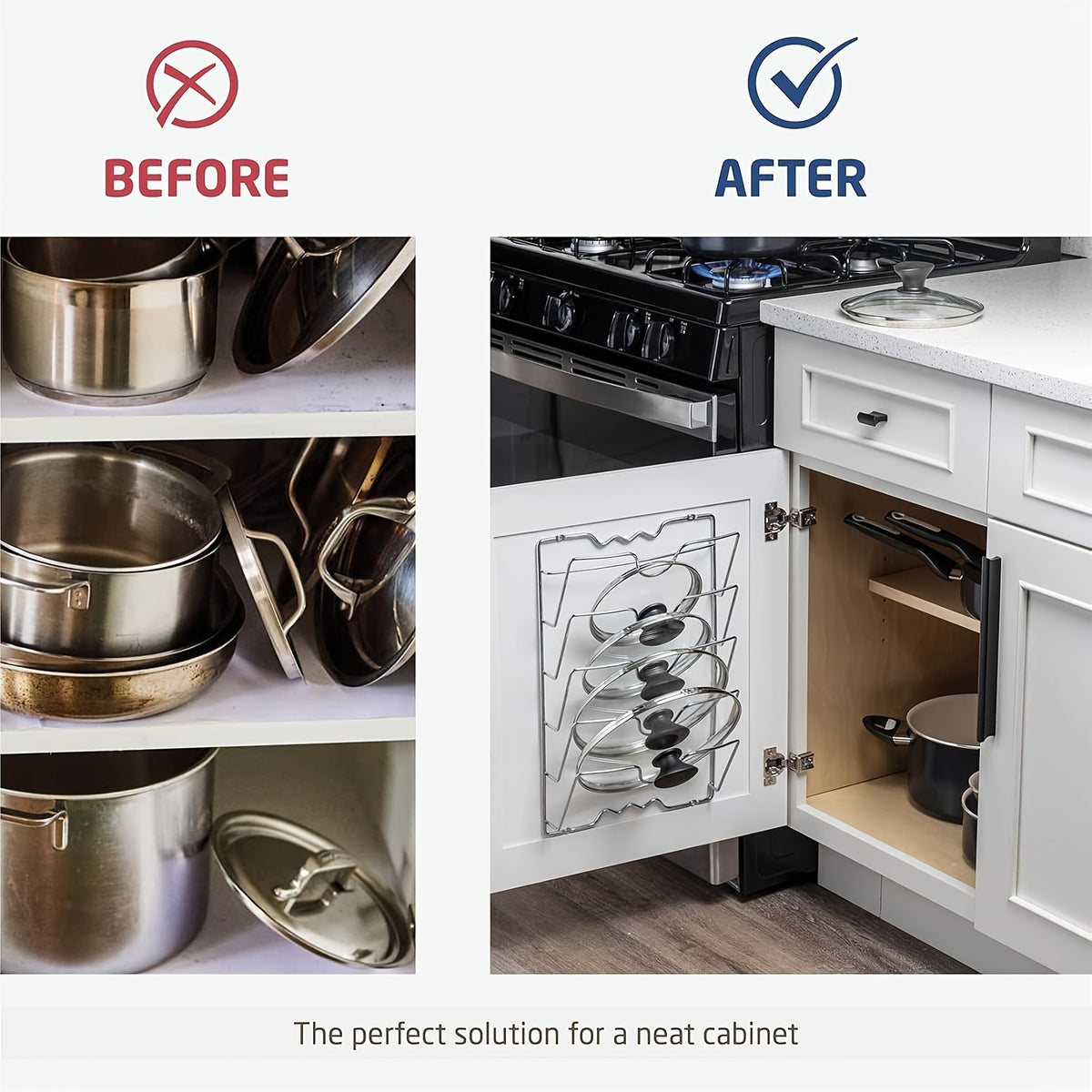 Pot Cleaning Rack HighPeak Pot Lid Organizer Rack Stainless Steel Space-Saving Kitchen