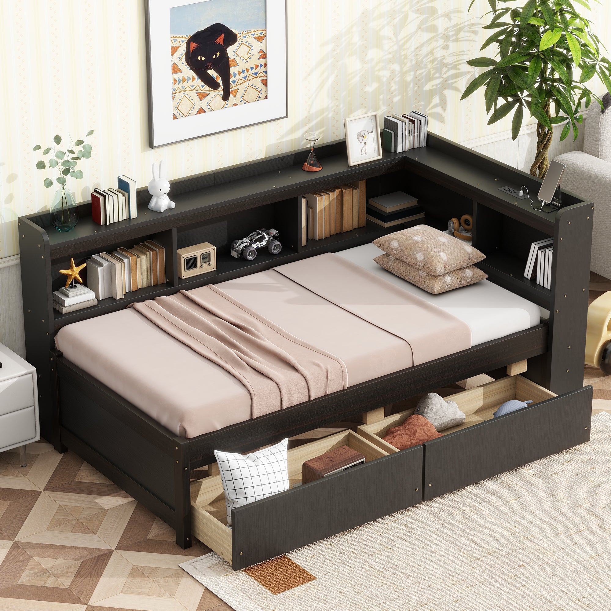 Corner Bed Frame with Stands