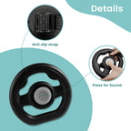 Baby Stroller Steering Wheel detail graphic showing the mounting strap and press-to-honk button