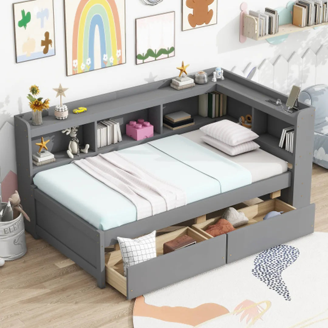 Corner Bed Frame with Stands