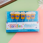 Beer Birthday Candles in a clear-front retail pack containing five yellow beer-glass candles with white foam tops.
