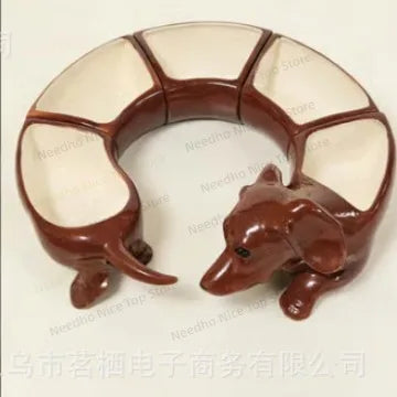 Bendy Dachshund Snack Tray arranged in an empty curve on a white background.