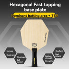 HexaEdge™ Ping Pong Paddle with hexagonal fast tapping base plate and 11% larger batting area by HighPeak.