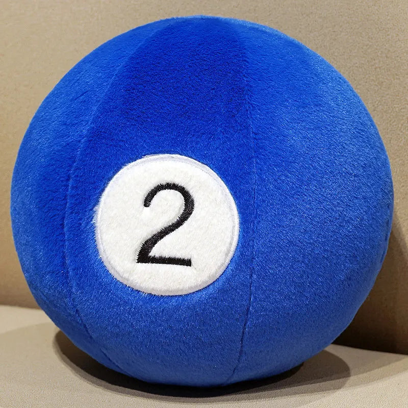 Billiard Ball Plush Set blue number 2 ball, showing its fluffy texture and stitched number.