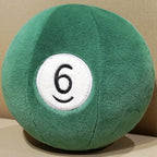 Billiard Ball Plush Set green number 6 ball, showing its fluffy texture and stitched number.