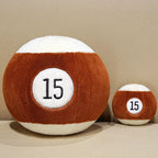 Billiard Ball Plush Set brown striped number 15 balls shown side by side in large and small sizes.