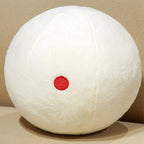 Billiard Ball Plush Set white cue ball with a red dot resting on a beige seat.