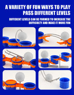 Blow Ball Race Game portrait guide showing six different ball obstacle challenges in separate panels