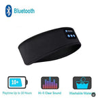 Second black Bluetooth Sleep Headband feature view showing 10-hour playtime, clear sound, and washable material