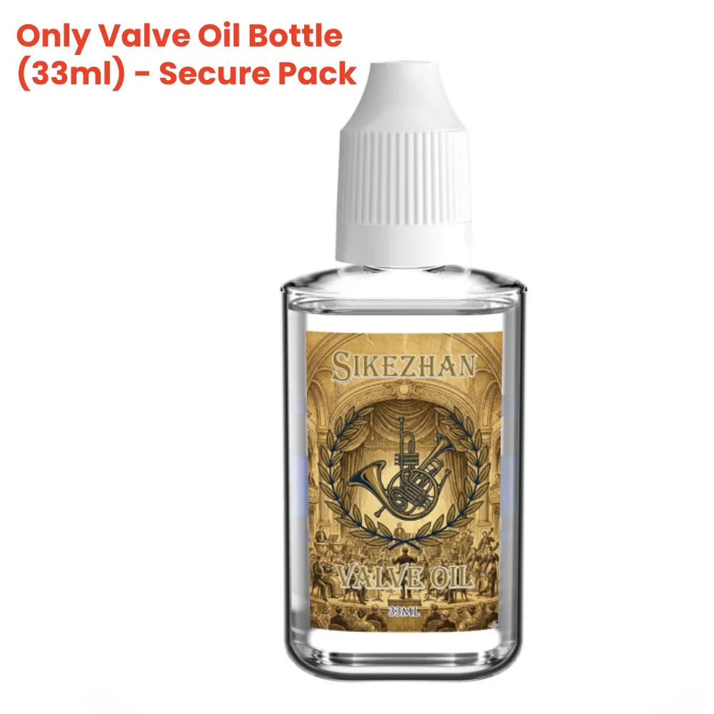 Brass Instrument Cleaning Kit Valve Oil Only option showing a 33 ml bottle with white cap.