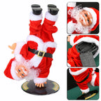 Breakdancing Santa Toy Handstand details showing the face, battery compartment and supporting arm.